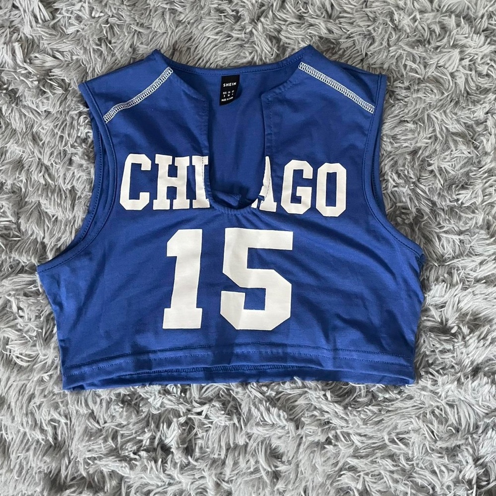 **NEVER WORN** Blue and white Chicago crop top